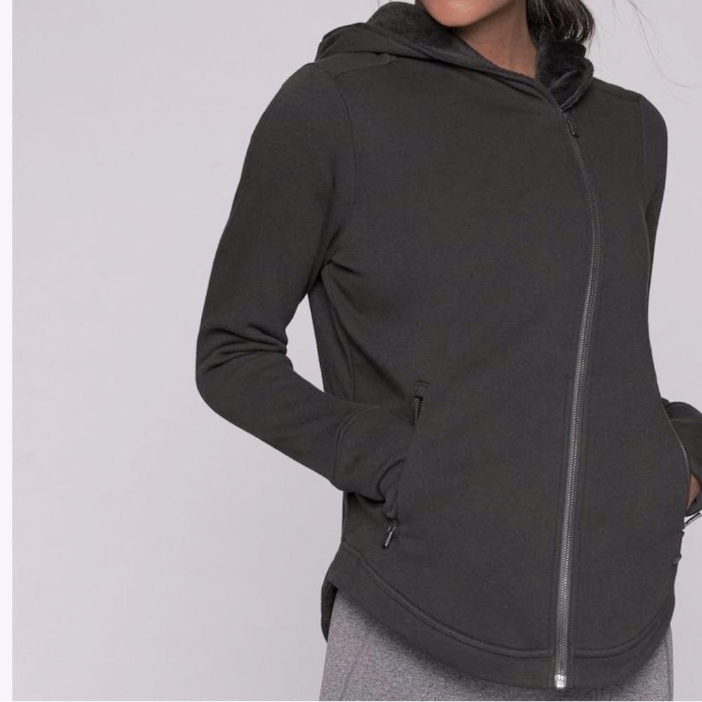 Athleta - women’s easy cozy dark grey hooded full zip up jacket sweatshirt SZ XS - Picture 3 of 8